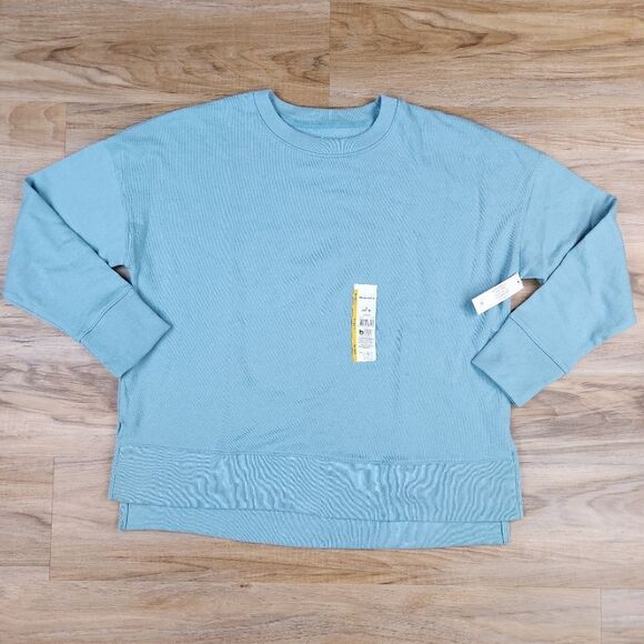 🩵NWT Aqua Lightweight Hi-Low Long Sleeve Sweatshirt Large - Picture 5 of 12